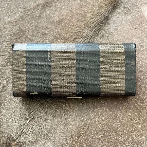 FENDI VTG Vintage 80s Striped Sunglass Eyeglass Occhiali Case - Picture 3 of 3
